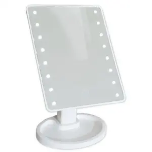 Зеркало для макияжа с 16 LED подсветкой Mirror White, Светящееся зеркало для макияжа. Цвет: белый
