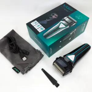 Электробритва портативная VGR V-333 шейвер для бритья бороды и усов с аккумулятором. Цвет: черный