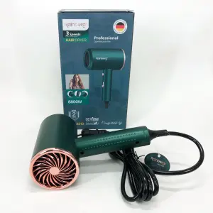 Фен Rainberg RB-2212 8800 W с регуляцией температуры и скорости для сушки и укладки волос. Цвет: зеленый