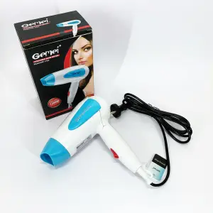Фен для волос складной дорожный Gemei GM-1756 1200 Вт. Цвет: голубой