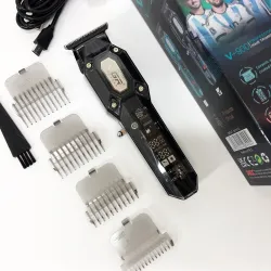 Аккумуляторная машинка для стрижки VGR V-900 с дисплеем, беспроводная для стрижки волос. Цвет: черный