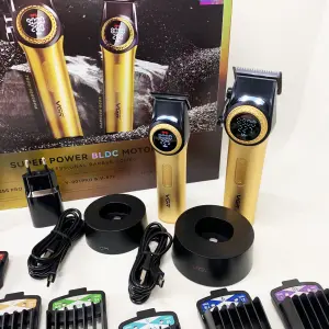 Набор VGR 2 в 1 V-001 V-977 GOLD, аккумуляторная машинка для стрижки и триммер. Цвет: золотой