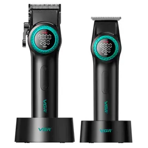 Набор VGR 2 в 1 V-001 V-977 BLACK, аккумуляторная машинка для стрижки и триммер. Цвет: черный