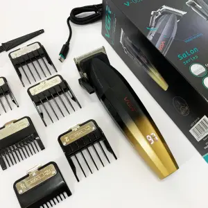 Машинка для стрижки волос аккумуляторная Professional Turbo с разными насадками VGR V-003. Цвет: желтый