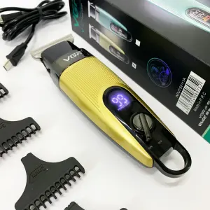Машинка для стрижки волос VGR V-975 триммер для бороды и усов. Цвет: золотой