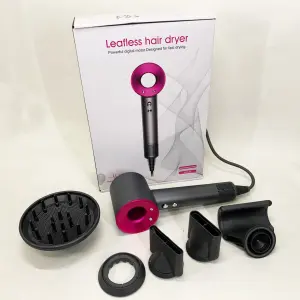 Фен Super Hair Dryer с 5 насадками для быстрой сушки и укладки волос.