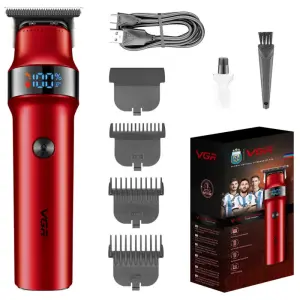 Машинка для стрижки волос VGR V-987 RED, Бритва триммер для мужчин