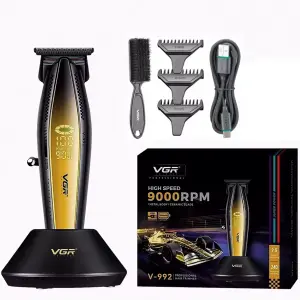 Машинка для стрижки волос с мощным мотором XPRO VGR V-992 GOLD с насадками 1-2-3 мм