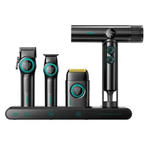 Набор VGR STEPLERSS RPO 4 IN 1 BLACK, машинка для стрижки, триммер, электробритва, фен