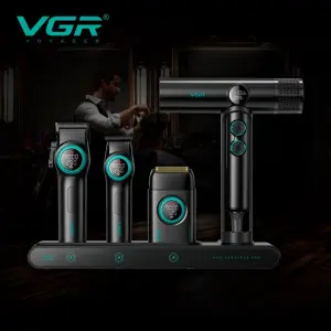 Набор VGR STEPLERSS RPO 4 IN 1 BLACK, машинка для стрижки, триммер, электробритва, фен