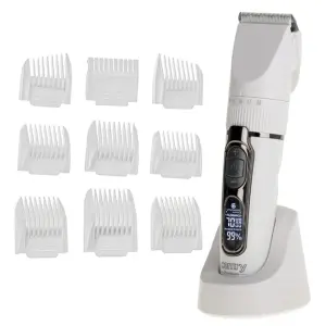 Машинка для стрижки волос Camry CR 2841 White аккумуляторная с LCD дисплеем титан и керамика 9 насадок