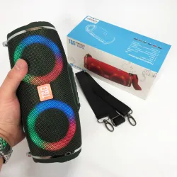 Портативная колонка TG642 с RGB подсветкой и ремешком, громкая блютуз колонка. Цвет: зеленый