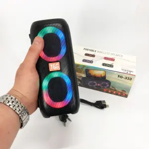 Портативная колонка TG333 2x5W с RGB подсветкой, громкая блютуз колонка. Цвет: черный