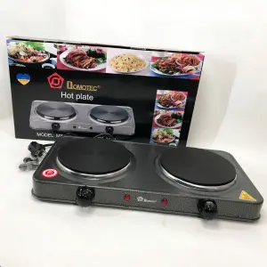 Электроплита Domotec MS-5822 2 диска 2000 Вт, плита электрическая переносная двухконфорочная настольная