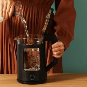 Электрочайник Rainberg RB-2220 стеклянный, дисковый прозрачный. Чайник с подсветкой 2200W. Цвет: черный