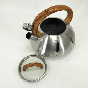 Чайник со свистком Unique UN-5303 кухонный на 3 литра, чайник для газовой плитки. Цвет: коричневый