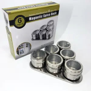 Набор емкостей для специй MAG-745 с подставкой на магнитах, баночки для специй 6 шт