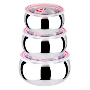 Набор из 3 стальных судочков UNIQUE UN-1516 нержавеющая сталь