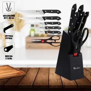 Набор кухонных ножей с ножницами и подставкой UNIQUE UN-1836