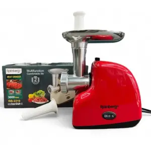 Мясорубка электрическая Rainberg RB-2319 с системой реверса насадка куббе 3000Вт Red