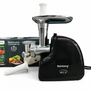 Мясорубка электрическая Rainberg RB-2319 с системой реверса насадка куббе 3000Вт Black