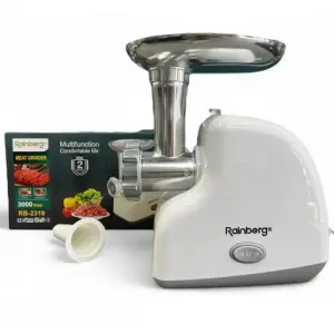 Мясорубка электрическая Rainberg RB-2319 с системой реверса насадка куббе 3000Вт White