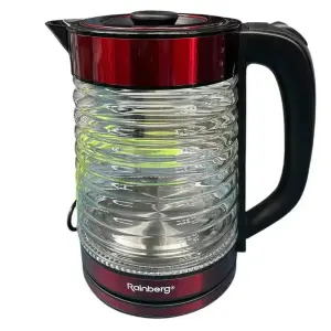 Электрочайник Rainberg RB-2312 стеклянный дисковый чайник 2.2л 2200Вт Red