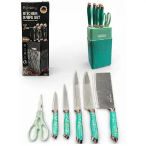 Набор ножей из нержавеющей стали с основанием Rainberg RB-2326 Green