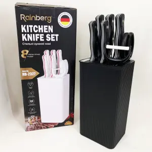 Набор ножей из нержавеющей стали с основанием Rainberg RB-2327 Black