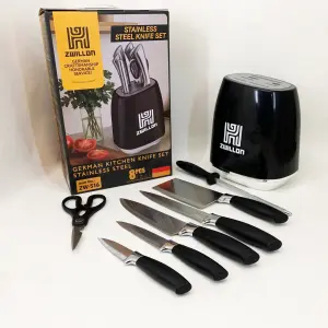 Набор ножей из нержавеющей стали с основанием Rainberg RB-2330 Black