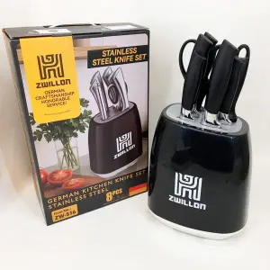 Набор ножей из нержавеющей стали с основанием Rainberg RB-2330 Black