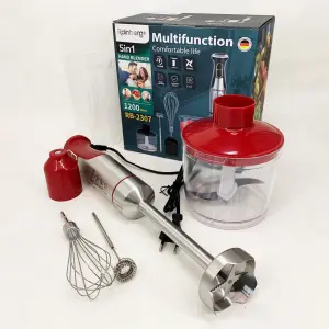 Блендер 5в1 Rainberg RB-2307 многофункциональный погружной и стационарный Red