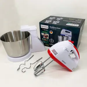 Стационарный электрический миксер с чашей Rainberg RB-1006 500W с насадками для замешивания теста Red