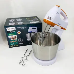 Стационарный электрический миксер с чашей Rainberg RB-1006 500W с насадками для замешивания теста Orange