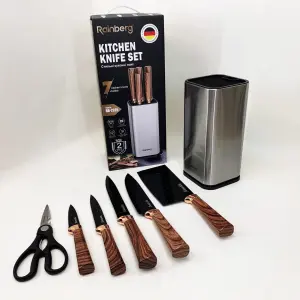 Набор ножей из нержавеющей стали с основанием Rainberg RB-2325 Brown