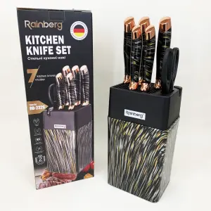 Набор ножей из нержавеющей стали с основанием Rainberg RB-2326 Black