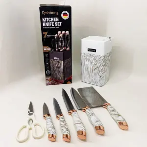 Набор ножей из нержавеющей стали с основанием Rainberg RB-2326 White