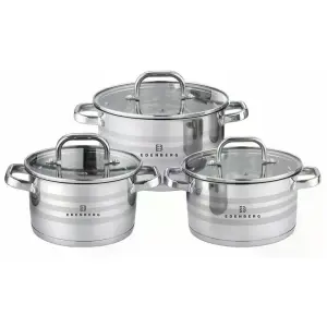 Набор посуды из нержавеющей стали Edenberg EB-3741 со стеклянными крышками 6 предметов