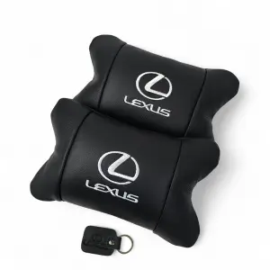 Набор автоподушек Lexus кожа Италия+ подарок, Автоподушки Лексус с вышивкой