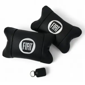 Набор подушек Fiat из натуральной кожи + вышивка логотипа и кожаный брелок в подарок