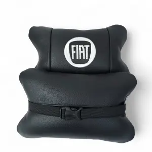 Набор подушек Fiat из натуральной кожи + вышивка логотипа и кожаный брелок в подарок
