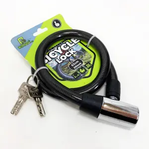 Замок велосипедный KIHUU LOCK 185, 15*65 тросовый, 2 ключа. Цвет: черный