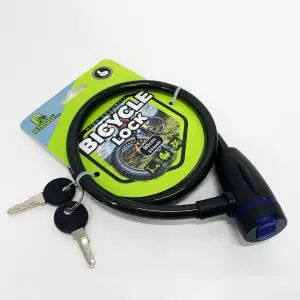 Замок велосипедный KIHUU LOCK 187, 10*80 тросовый, 2 ключа. Цвет: черный